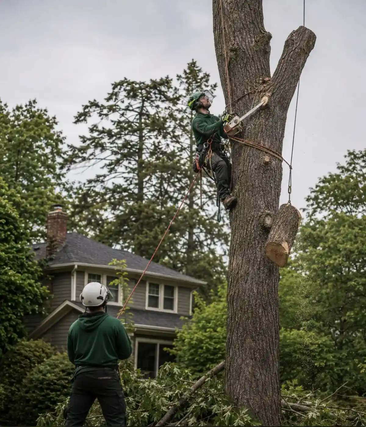 Eco Pro crew completing a controlled residential tree removal